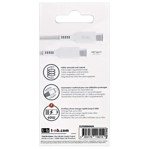 Magnetische USB-C/USB-C-kabel - Wit