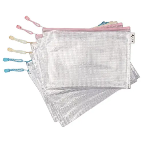 6 Zachte A4 zip DJOIS mappen - Assortiment kleuren