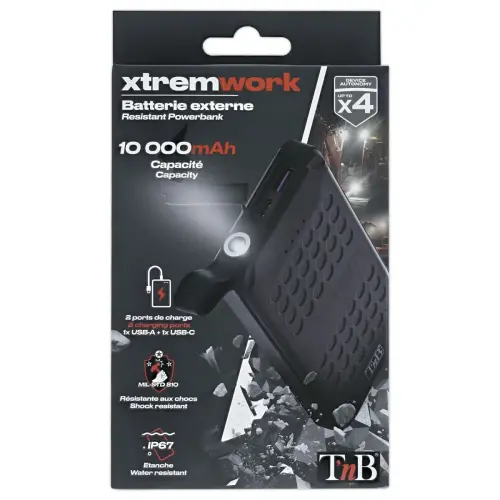 Externe batterij XTREMWORK 10.000 mAh - Zwart