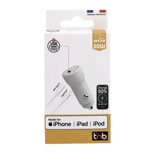 USB-C autolader + Lightning kabel 1M 