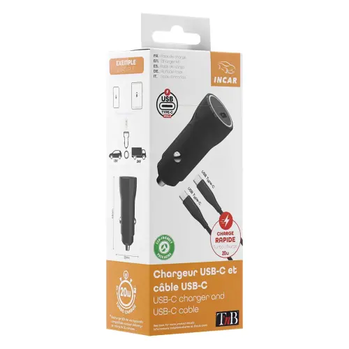 USB-C autolader + type C kabel 1M