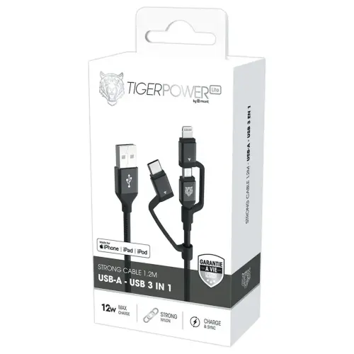 Oplaadkabel 3in1 USB-A/USB-C/Lightning/Micro-USB 1,2m