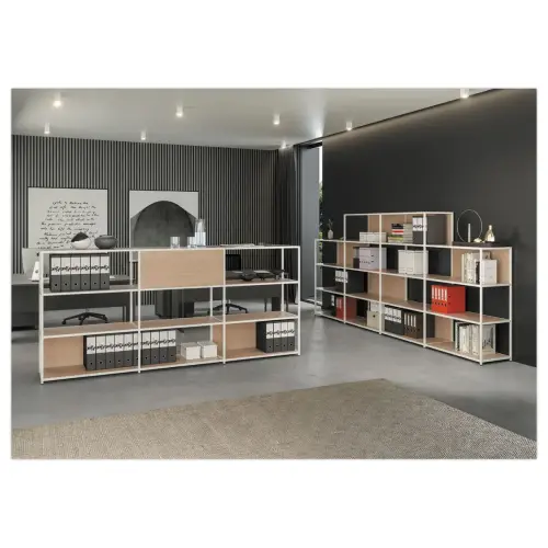 Draadgebonden lage bibliotheek Wit Chênemonté