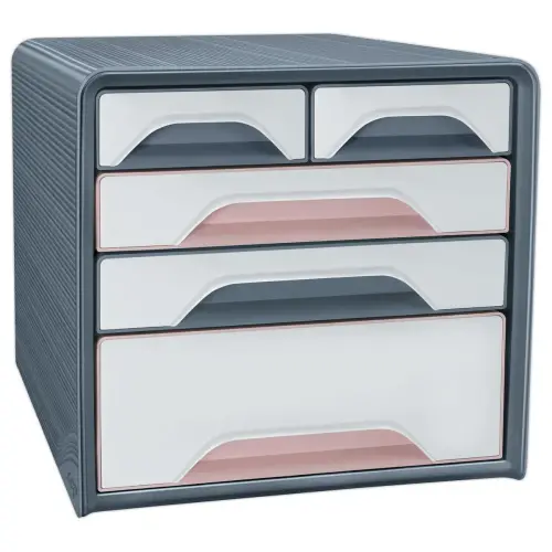 Module van 5 lades Smoove - Grijs / Poederroze 