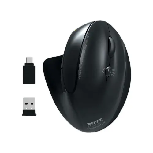 Ergonomische draadloze muis RECHARG ERGO Port Designs - Zwart