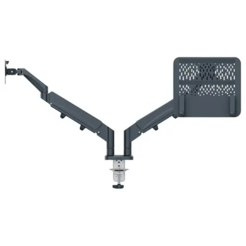 Ruimtebesparende dubbele arm vr schermen/monitoren/PC's Leitz - Grijs