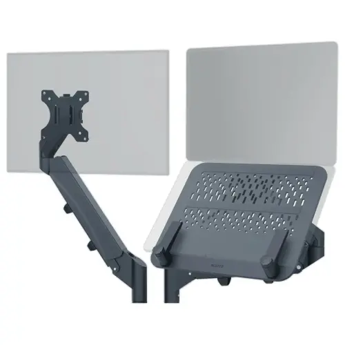 Ruimtebesparende dubbele arm vr schermen/monitoren/PC's Leitz - Grijs