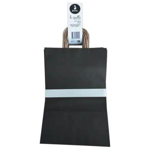 25 Papieren tas met gedraaide handvatten L 22 x B 10 x H 33 cm - Zwart