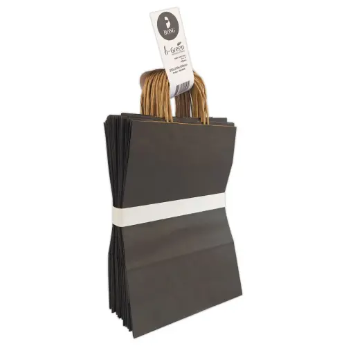 25 Papieren tas met gedraaide handvatten L 22 x B 10 x H 33 cm - Natuur