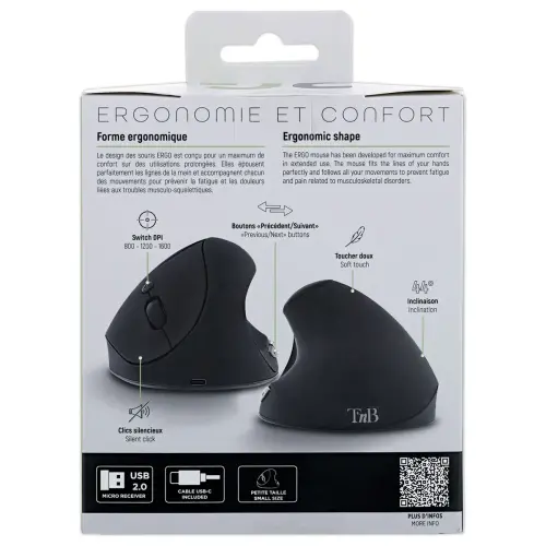 Ergonomische verticale draadloze mini-muis