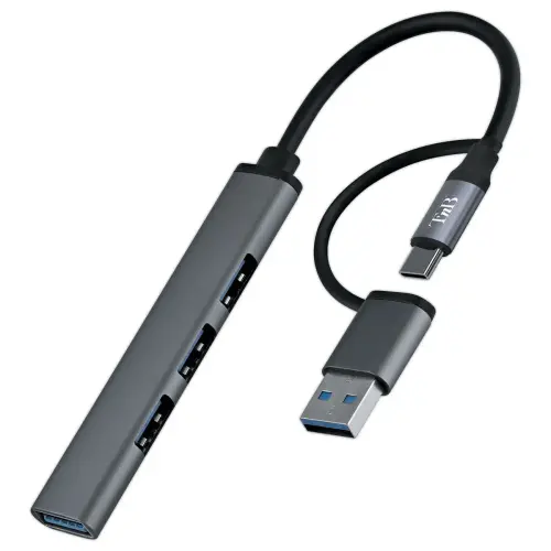 Ultra slanke USB-A & USB-C hub naar 4x USB-A