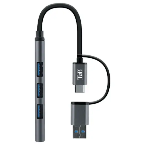 Ultra slanke USB-A & USB-C hub naar 4x USB-A