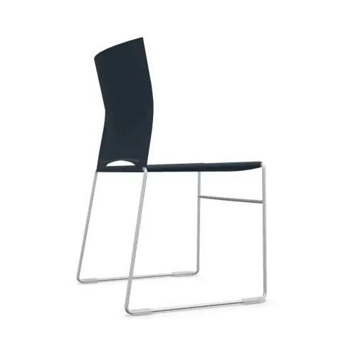 DONKER BLAUWE STOEL CHROOM 