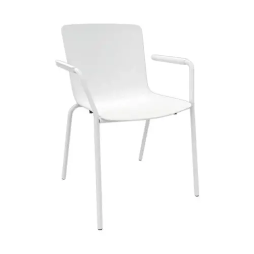 2  VERRIJDBARE 4-VOETIGE POLYPROPYLEEN WITTE FAUTEUIL 