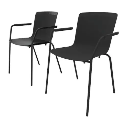 2 STOELEN 4 POTEN ACOT ZWART POLYPROPYLEEN