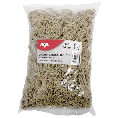 Zak met smalle rubberen armbanden SIGN 40 mm 1 kg kleur blond