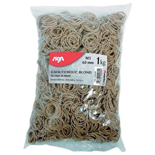 Zak met smalle rubberen armbanden SIGN 60 mm 1 kg kleur blond