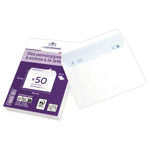 50  witte enveloppen C6 114x162 80 g siliconen band 