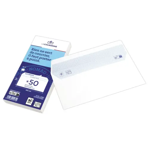 50 witte DL-enveloppen 110x220 80 g siliconenband