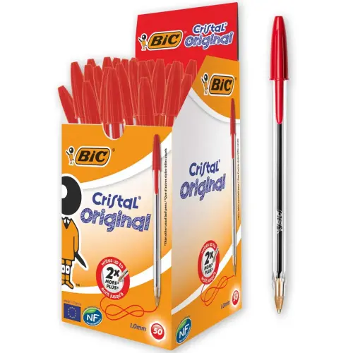 Balpen Cristal - Medium schrift - Rood - BIC
