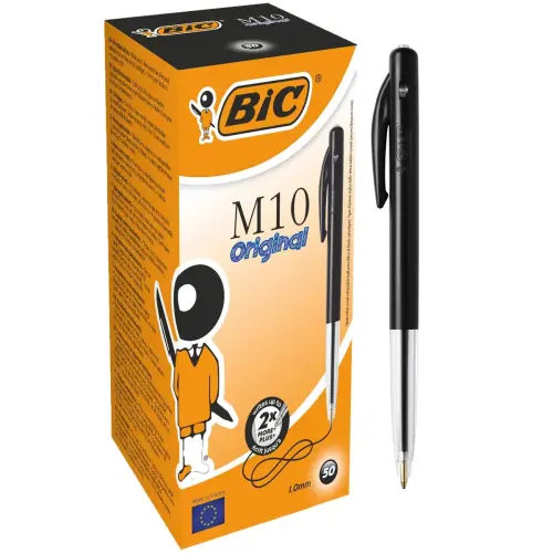 Intrekbare balpen M10 - Medium schrift - Zwart - BIC