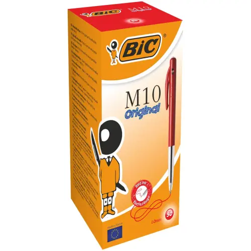Intrekbare balpen M10 - Medium schrift - Rood - BIC 