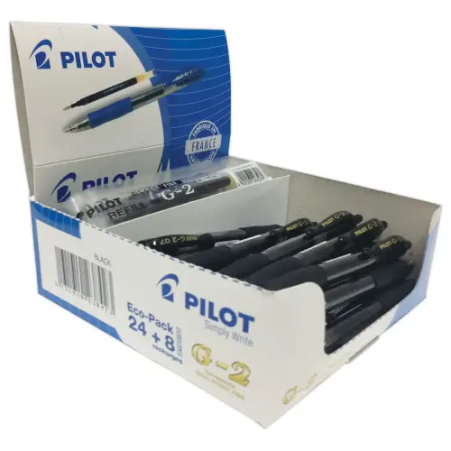 Intrekbare en navulbare gelpen G-2 PILOT - Zwart 