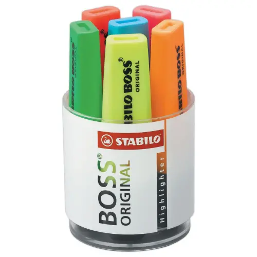 6 Markeerstiften STABILO Boss Original (in pot) - diverse kleuren