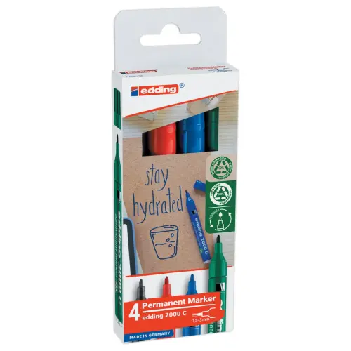 4 Permanent markers 2000 - verschillende kleuren - EDDING