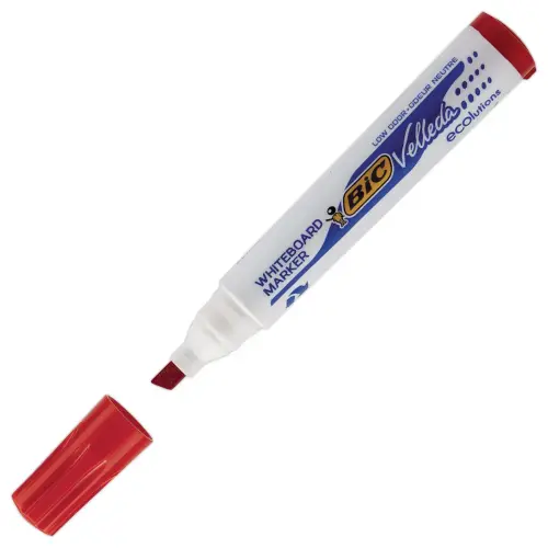 Droog uitwisbare marker Velleda 1751 - Beitelpunt - Rood - BIC