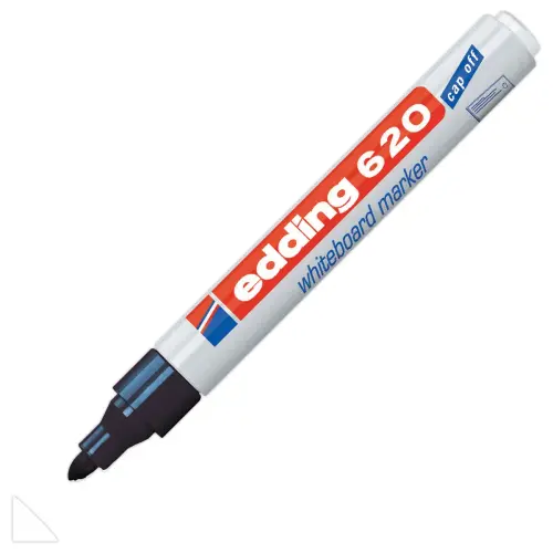 Droog uitwisbare marker 620 - Spitse punt - Zwart - EDDING