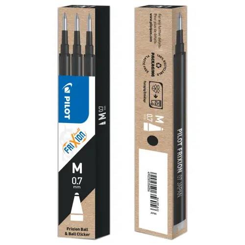 3  Navullingen voor balpen Pilot Frixion Ball en Frixion Clicker - Zwart - PILOT 