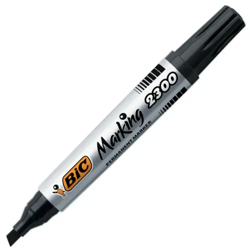 Permanent marker Marking 2300 - Beitelvormige punt - Zwart - BIC