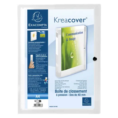 Personaliseerbare klasseerdoos Kreacover - Rug van 4 cm - Kleurloos - EXACOMPTA