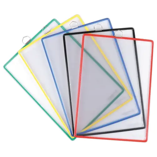 5 Hoezen met lussen om op te hangen - A4 -PVC - Diverse kleuren