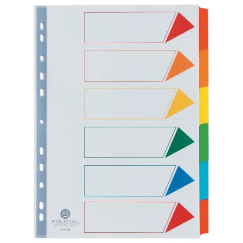 Tabbladen FIDUCIAL- A4 - 6 geplastificeerde tabs - Stevig karton