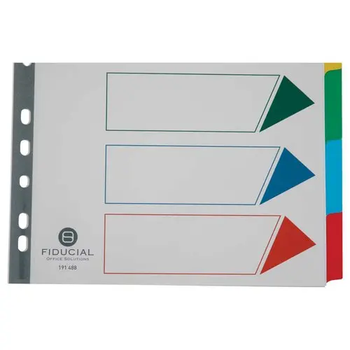 Tabbladen FIDUCIAL- A4 - 6 geplastificeerde tabs - Stevig karton