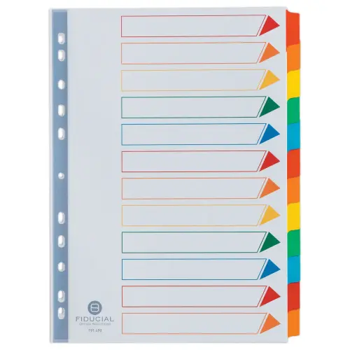 Tabbladen FIDUCIAL- A4 - 12 geplastificeerde tabs - Stevig karton 