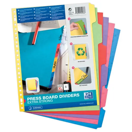 Set 6 tabbladen ELBA - A4 Maxi - 6 tabs - Glanskarton 