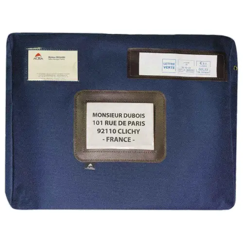 Blauwe posttas in polyester met zijvouw B 42 x D 5 x H 32 cm