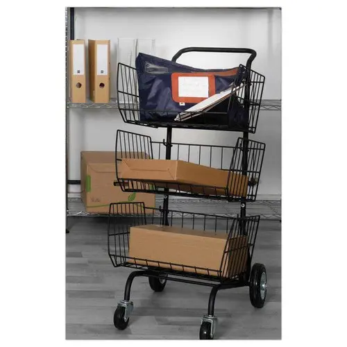 Blauwe posttas in polyester met zijvouw B 42 x D 5 x H 32 cm