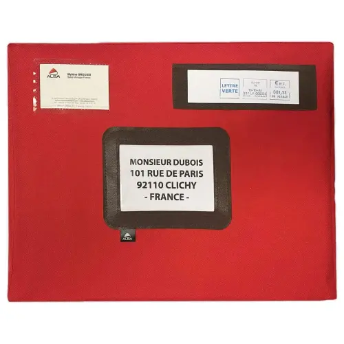 Rode posttas in polyester met zijvouw B 42 x D 5 x  H 32 cm 
