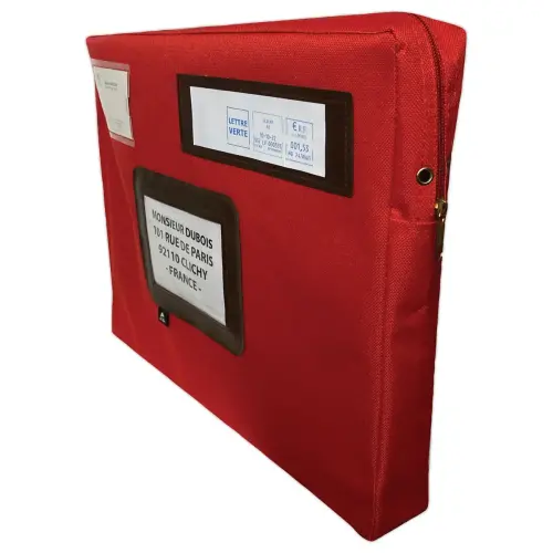 Rode posttas in polyester met zijvouw B 42 x D 5 x  H 32 cm 