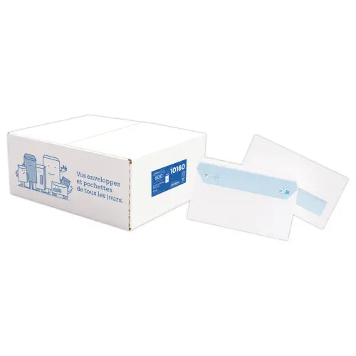 500 Witte enveloppen met stripseal 110x220mm met venster 35x100mm
