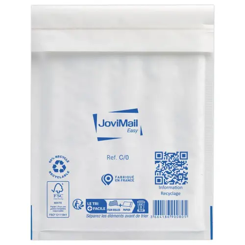 100  Witte gewatteerde omslagen met luchtkussens Sealed Air - 140x215mm - JOVIMAIL EASY 