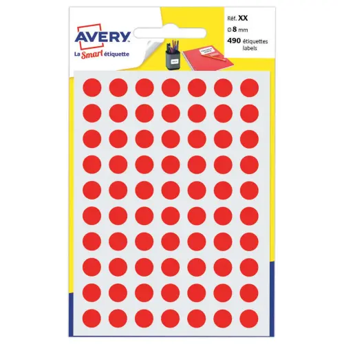 Pak van 490 ronde stickers &Oslash; 8 mm - Rood 