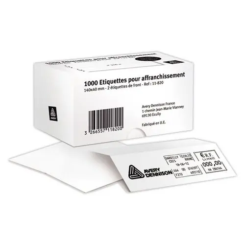 1000 Etiketten voor frankeermachines - 140x40mm = 1 etiket per vel