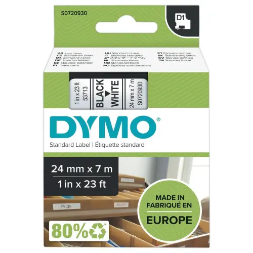 Lint voor etiketteermachine D1 - 7 m x 6 mm - Zwarte tekst op witte achtergrond - DYMO