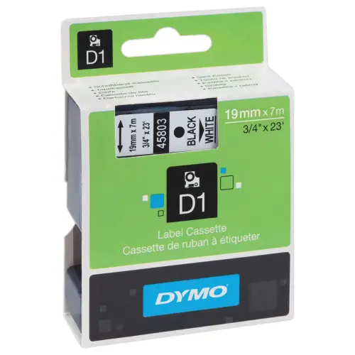 Lint voor etiketteermachine D1 - 7 m x 19 mm - Zwarte tekst op witte achtergrond - DYMO