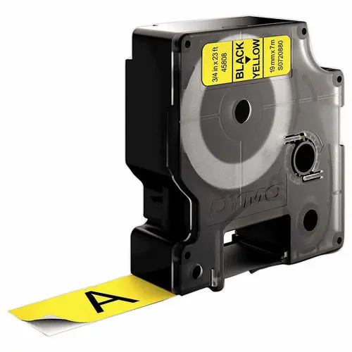 Tape gele etiketten voor labelmanager DYMO D1 - 19mm - Opdruk Zwart